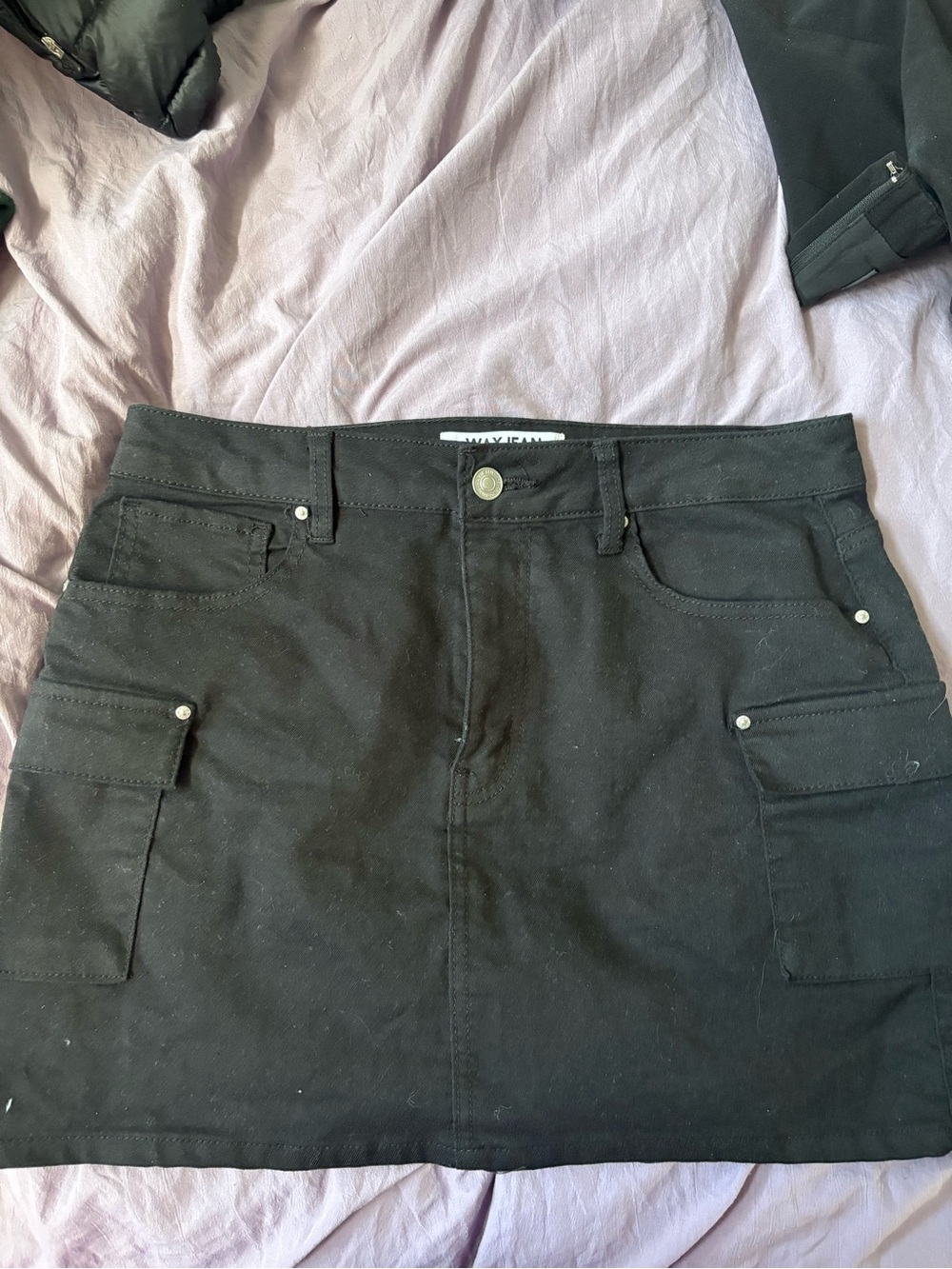 Black Cargo Pocket Mini Skirt